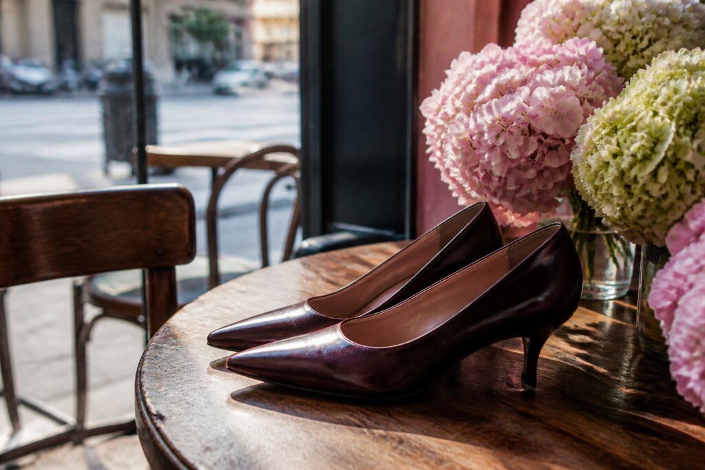 A display of various pointy shoes highlighting their stylish designs.