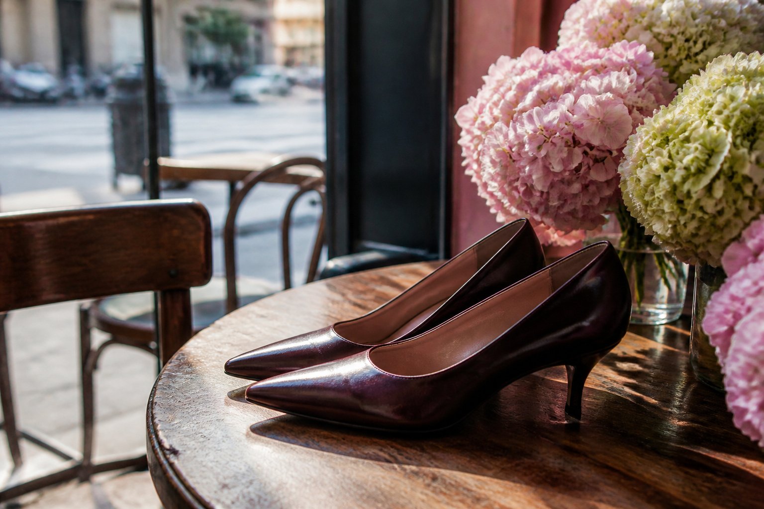 A display of various pointy shoes highlighting their stylish designs.