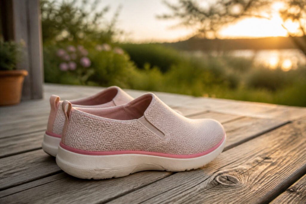A selection of shoes displayed at Lucky Feet Shoes.