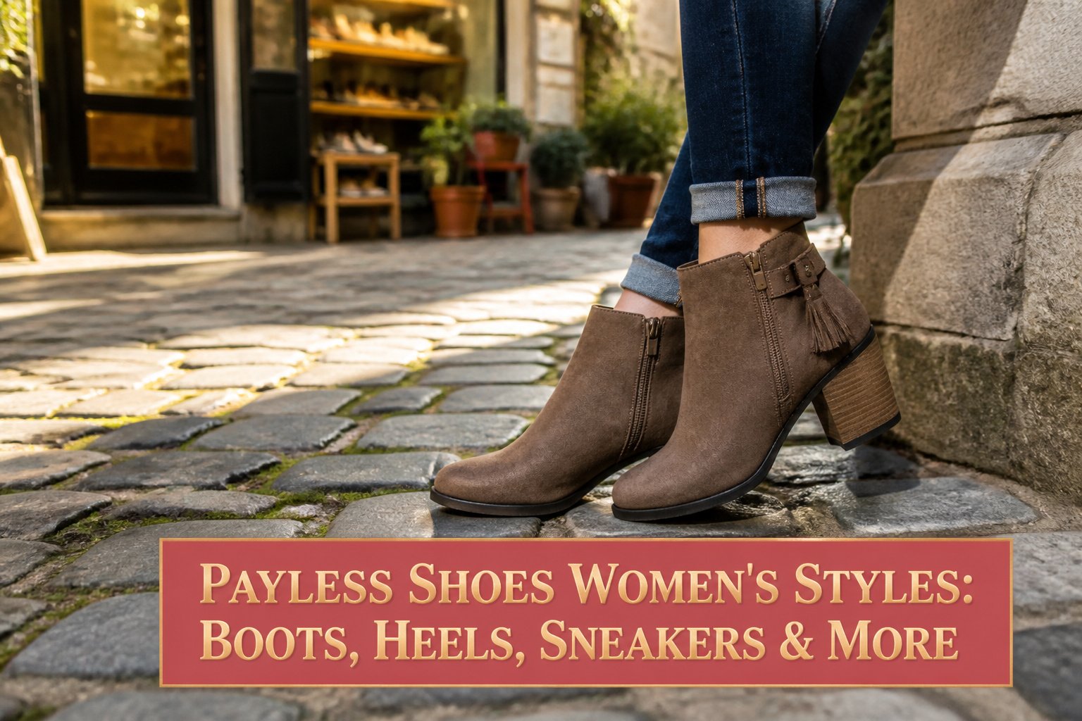 Assorted women's shoes from Payless displayed together, highlighting different styles.