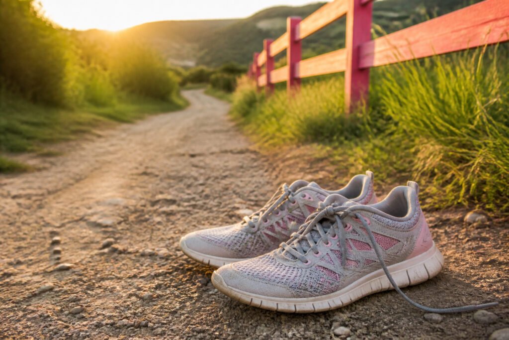 Women's Nike Free 5.0 running shoes displayed on a textured surface.