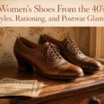 Various styles of women's shoes from the 1940s displayed together.